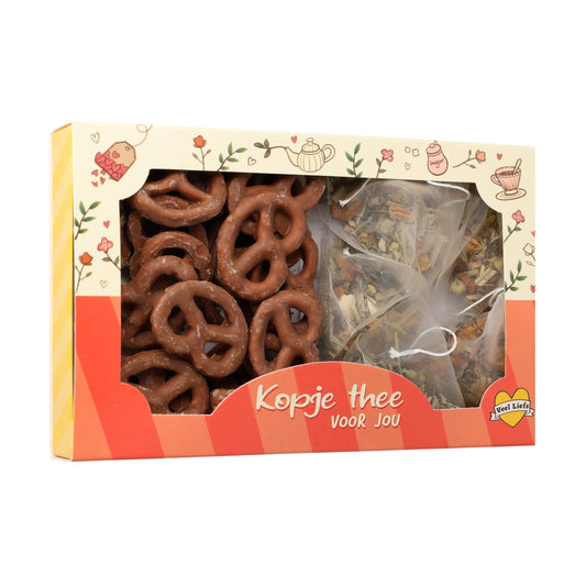 Cadeaupakketje | Kopje thee voor jou! | Choco pretzels